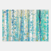 ターコイズ素朴サビと黄色い樺の木 ラッピングペーパーシート (正面)