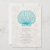 ターコイズ素朴シーシェルウェディング招待 招待状 (正面)