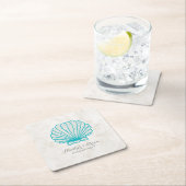 ターコイズ素朴シーシェ結婚ル スクエアペーパーコースター (インサイチュ)