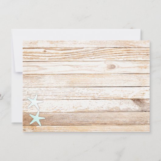 ターコイズ素朴スターフィッシュシーシェルウェディング招待 招待状 (裏面)
