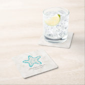 ターコイズ素朴ヒトデ結婚ィス スクエアペーパーコースター (インサイチュ)