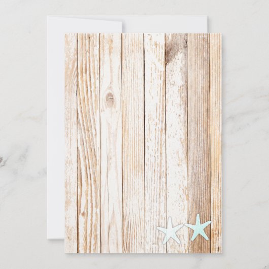 ターコイズ素朴ヒトデ結婚式招待状 招待状 (裏面)