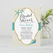 ターコイズ素朴ビーチシーシェルブライダルシャワー 招待状 (スタンド正面)