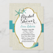 ターコイズ素朴ビーチシーシェルブライダルシャワー 招待状 (正面/裏面)