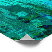 ターコイズ素朴フローラ風化木目 ポスター (角)