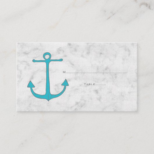 ターコイズ素朴結婚いかり座席表 プレイスカード (正面)