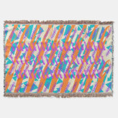 ターコイズ紫とオレンジのシェブロン線 スローブランケット (正面)