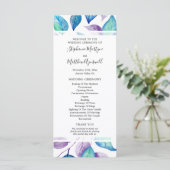 ターコイズ紫の水彩葉結婚の儀式 プログラム (スタンド正面)