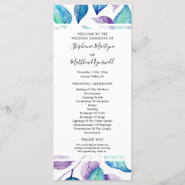 ターコイズ紫の水彩葉結婚の儀式 プログラム