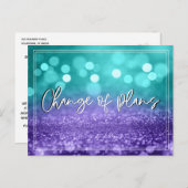 ターコイズ紫の《写真》ぼけ味計画の結婚変更 ポストカード (正面/裏面)