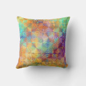 ターコイズ紫ピンクオレンジレトロ円パターン クッション (裏面)