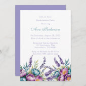 ターコイズ紫ワイルドフラワーバチェロレッテ 招待状 (正面/裏面)