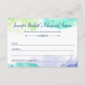 ターコイズ紫色の水彩記念出席 エンクロージャーカード (正面)