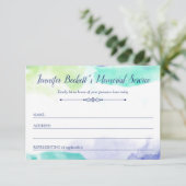 ターコイズ紫色の水彩記念出席 エンクロージャーカード (スタンド正面)