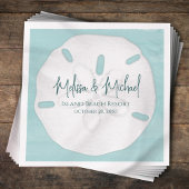 ターコイズ結婚のミニマルビーチサンドドル スタンダードカクテルナプキン