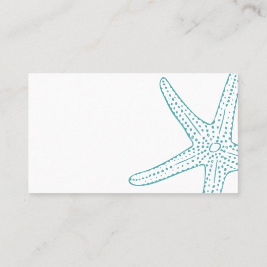 ターコイズ結婚ヒトデプレイスカード プレイスカード (裏面)