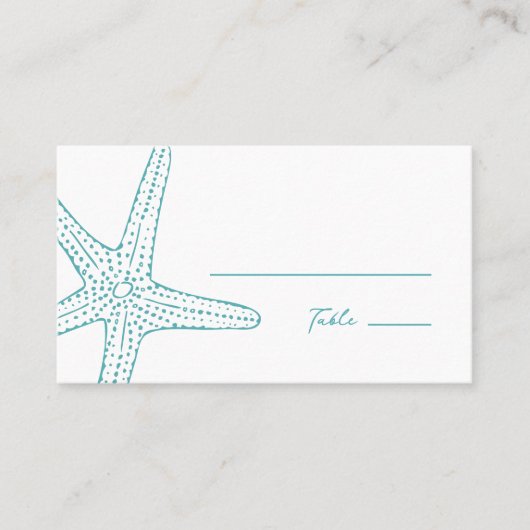 ターコイズ結婚ヒトデプレイスカード プレイスカード (正面)