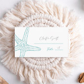 ターコイズ結婚ヒトデプレイスカード プレイスカード