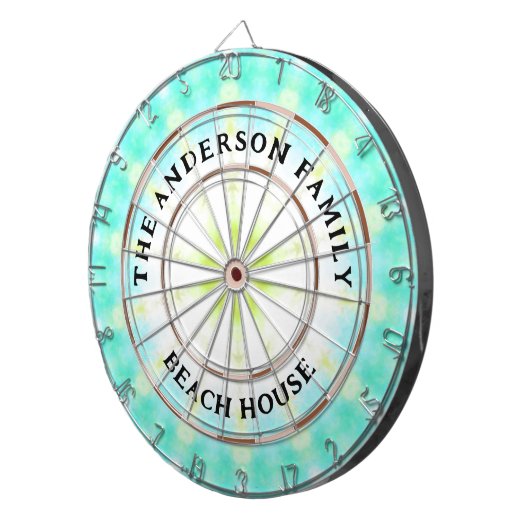 ターコイズ絞り染めビーチハウスファミリー名 ダーツボード (正面右)
