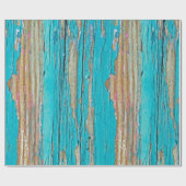ターコイズ絵を描オン風化木材ラッピング紙 ラッピングペーパー (フラット)