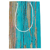 ターコイズ絵を描オン風化木材 ミディアムペーパーバッグ (正面)