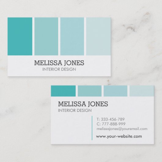 ターコイズ絵を描チップ絵を描のインテリアデザイン 名刺 (正面/裏面)