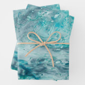 ターコイズ絵を描抽象芸術プルーアート ラッピングペーパーシート (インサイチュ)