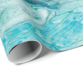 ターコイズ絵を描抽象芸術プルーアート ラッピングペーパー (ロールコーナー)