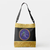 ターコイズ緑と青と紫のハチドリ クロスボディバッグ (裏面)