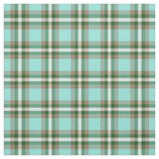 ターコイズ緑茶白タータンチェック四角形 ファブリック (見本)