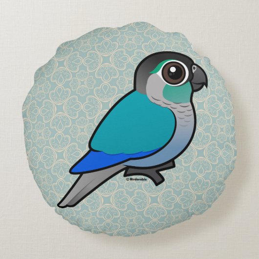 ターコイズ緑cheekedのConure ラウンドクッション (裏面)