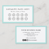 ターコイズ縁どソーシャルメディアロイヤリティパンチ ロイヤリティカード (正面/裏面)