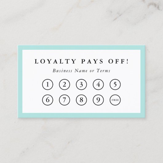 ターコイズ縁どソーシャルメディアロイヤリティパンチ ロイヤリティカード (正面)