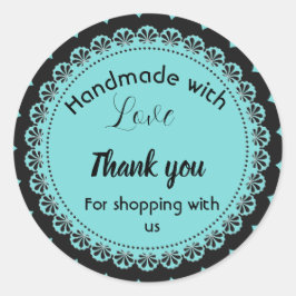 ターコイズ縁どデザインステッカー ラウンドシール