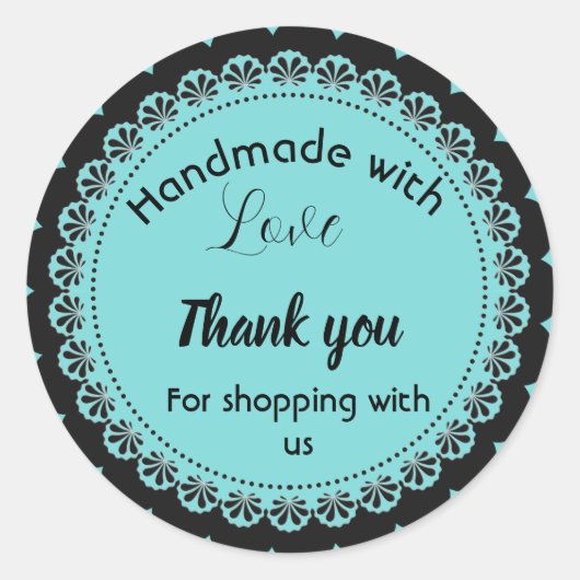 ターコイズ縁どデザインステッカー ラウンドシール (正面)