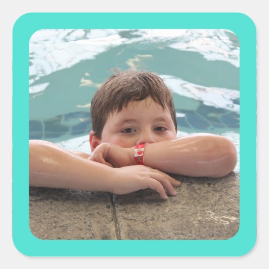 ターコイズ縁ど写真シール スクエアシール (正面)