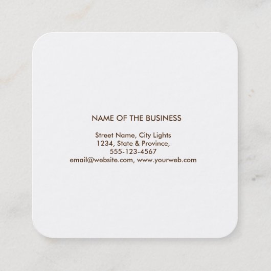 ターコイズ羽毛ウォーターカラーボホティール(緑がかった色)ビーチ スクエア名刺 (裏面)