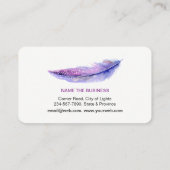 ターコイズ羽毛ウォーターカラーボホティール（緑がかった色）ビーチ 名刺 (裏面)