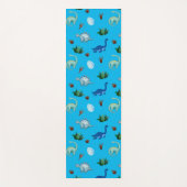 ターコイズ背景の複数の恐竜の種 ヨガマット (正面)