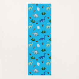 ターコイズ背景の複数の恐竜の種 ヨガマット