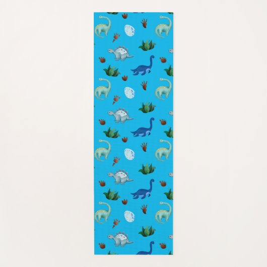 ターコイズ背景の複数の恐竜の種 ヨガマット (正面)