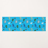 ターコイズ背景の複数の恐竜の種 ヨガマット (正面(横))