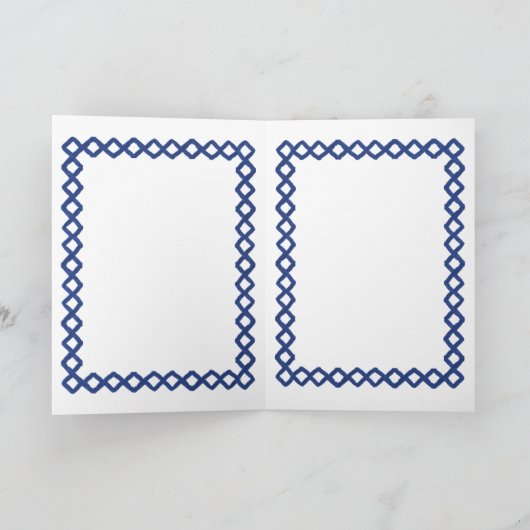 ターコイズ背景の青絵画い蝋燭 シーズンカード (内部)