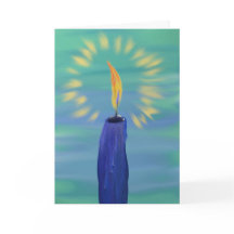 ターコイズ背景の青絵画い蝋燭