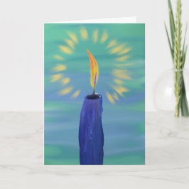ターコイズ背景の青絵画い蝋燭 シーズンカード
