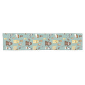 ターコイズ背景犬パターン ショートテーブルランナー (横)