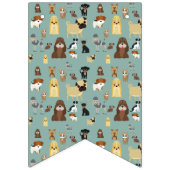 ターコイズ背景犬パターン バンティングフラッグ (第2の旗)