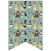 ターコイズ背景犬パターン バンティングフラッグ (第3の旗)