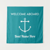 ターコイズ航海のいかりウェルカムクアボードボート名 タペストリー (正面)