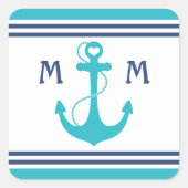 ターコイズ航海のハートいかり スクエアシール (正面)